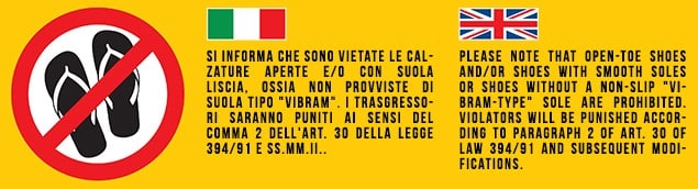 Cinque Terre open shoe policy