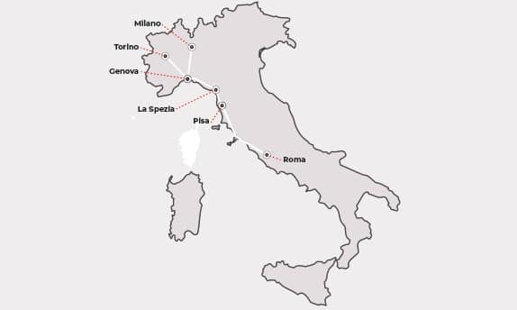 Frecciabianca train map