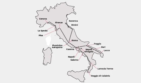 Frecciargento train map